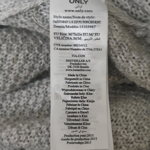 Womens Boxy Cardigan Poncho Med Beige Zip Up Knit Dolman Batwing Sleeve Boho - Picture 7 of 7